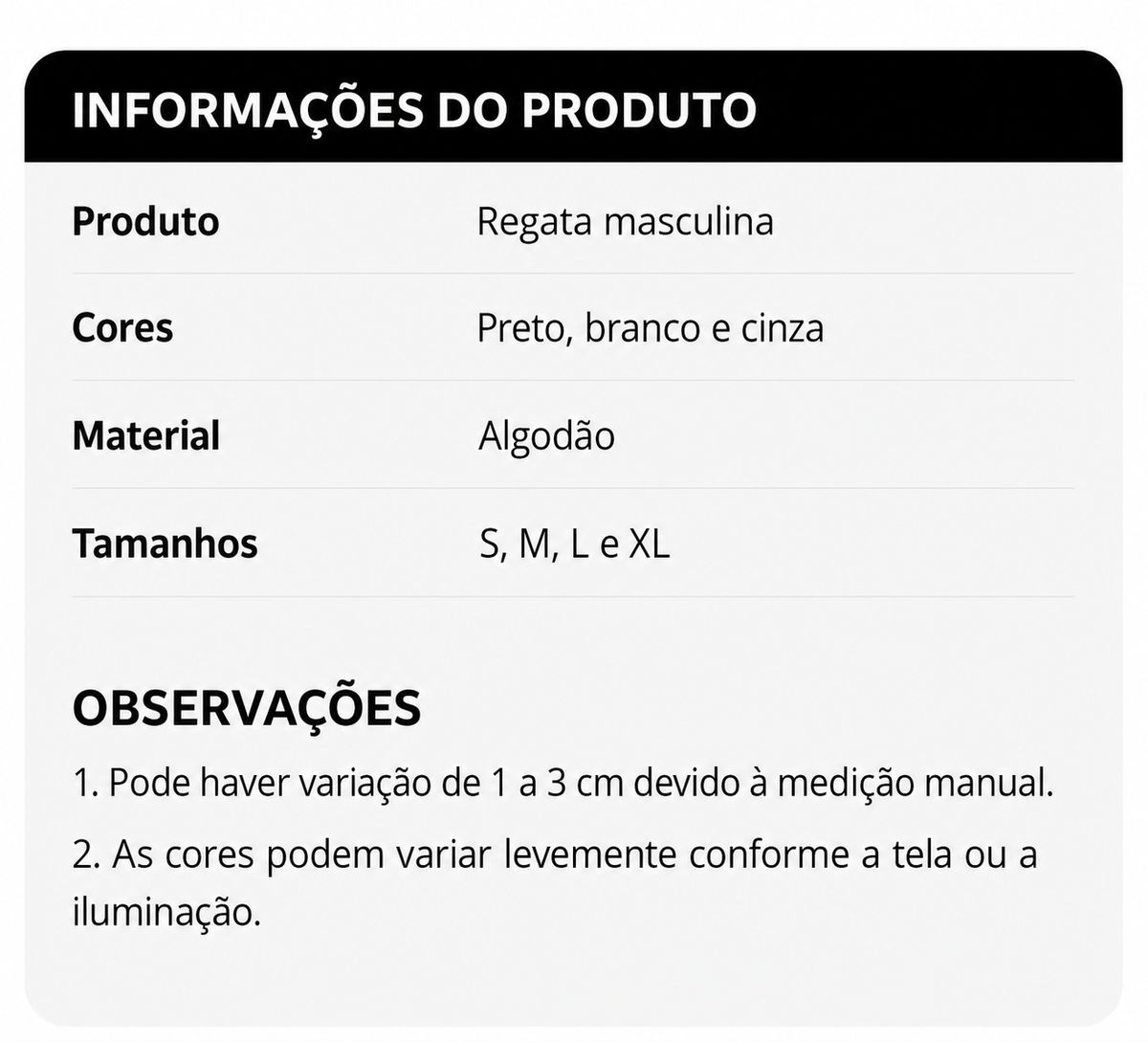 Kit 5 Regatas Masculinas Essentials em Algodão